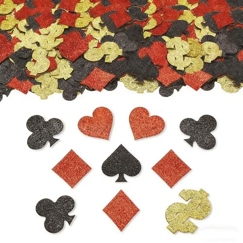 100 Stück Casino Deko Konfetti Glitter, Las Vegas Deko | Karneval Spiele Thema Party Konfetti,für Pokerpartys und Las Vegas Party Streudeko Dekorationen