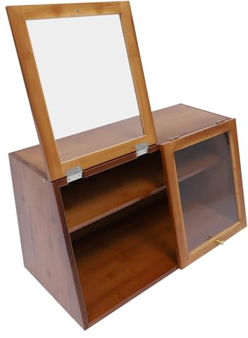 FIXOSHEE Meuble de Rangement Cuisine Multifonctionnel 2 Portes en Bois Teinté Dimensions 59,6 X 29 X 33,5 Cm Mini Armoire de Rangement Compacte pour Vaisselle et Accessoires Pratique