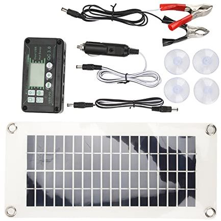 lyrlody Kit de Panneaux Solaires pour Camping-Car, Chargeur de Batterie en Polysilicium 30 W avec Contrôleur 50 A pour Camping-Cars, Bateaux et Cabines