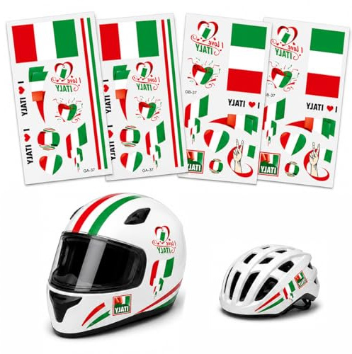 4 Pezzi set Adesivi Casco Ltalia,Adesivi per Casco,Impermeabile e Durevole,Adatto per Feste Sportive,Tifosi di Calcio,Feste,Riunioni