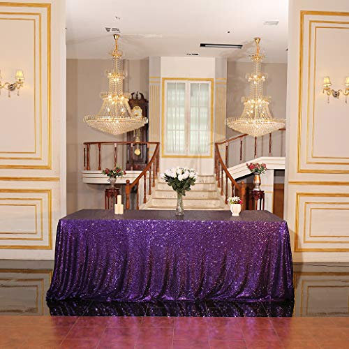 Eternal Beauty Sparkly Rectangle 127 x 203 cm Sequin Tablecloths Wedding Party Banquet (Purple,50x80 inches)
