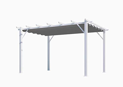 Habrita Foresta Pergola 100% Aluminium Toile épaisse de 12 m2 - Structure Blanch Perle