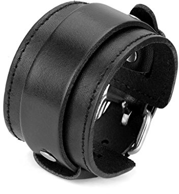 GelConnie Punk Leather Cuff Bracelet Braided Bracelets Rock Leather Wristbands Adjustable Gothic Wrap Bracelet for Men, Women LPB322-Black