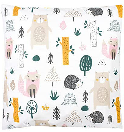 TupTam Kinder Kissenbezug Kissenhülle Dekorativ Gemustert, Farbe: Waldtiere, Größe: 80 x 80 cm