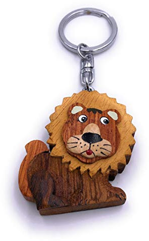 H-Customs Löwe König der Tiere Holz Edel Handmade Schlüsselanhänger Anhänger