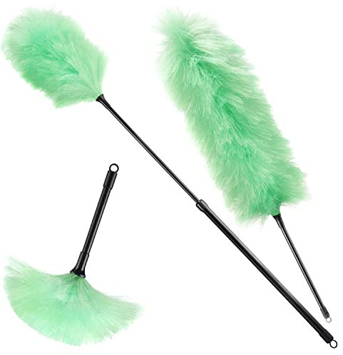 Burwells Set Of 3 Electrostatic Duster Mops - Long Handle Feather Duster, Extendable Dusters -Dust Clings To The Mop Fibres, Make Light Work Of Cleaning, Made Of Fine Filaments,