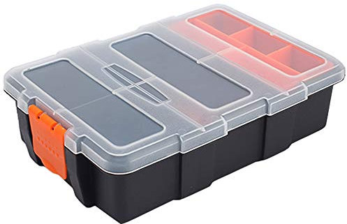 Werkzeug-Aufbewahrungsbox aus Kunststoff, tragbar, wasserdicht, wasserdicht, mit herausnehmbarem Trennfach für Werkzeuge, Schrauben, Nägel, Nieten, Bolzen
