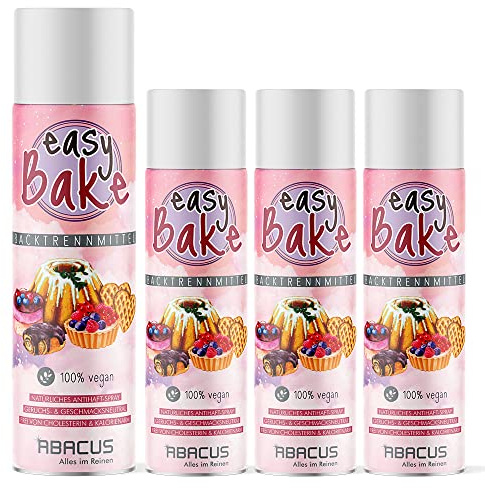ABACUS® Backtrennspray, Backspray, Back-Trennmittel, veganes Trennspray zum Backen – Backtrennspray für alle Backformen – Backtrennspray 4x 200 ml (7626.4)