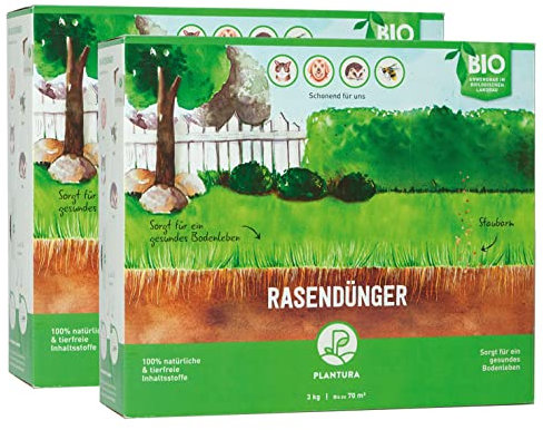 Plantura Bio-Rasendünger Frühjahr/Sommer, 100% organischer Langzeitdünger für sattgrünen Rasen, 3 Monate Wirkung, gesunder Rasen verdrängt Moos & Unkraut, staubarmes Granulat, 6 kg für 140 m²