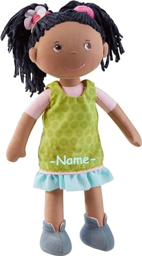 Haba Anziehpuppe Individuell Bestickt Mit Name - Kleine Puppe ca. 30 cm ab 1 Jahr Mit Stoffkörper und Funktion für Mädchen