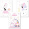 PREMYO Bilder Kinderzimmer Deko Mädchen - Poster Set Babyzimmer - Wandbilder Schlafzimmer Prinzessin Schloss Rosa A4