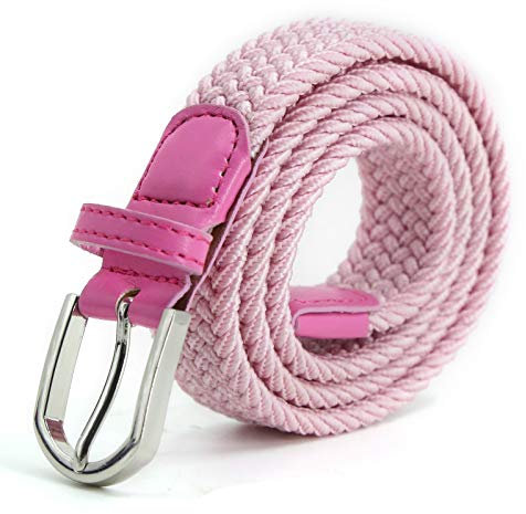 AnJuHoPa Mehrfarbiger elastischer Gürtel für Jungen und Mädchen 2,5 cm breit und 80 cm lang modisch und langlebig einfach zu bedienen Rosa