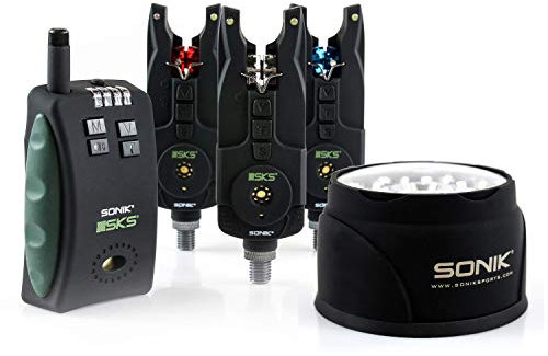 Sonik SKS wasserdichte Funkbissanzeiger Set 3+1 mit Funkbox und Bivylight in verschiedenen Farben - Elektronische Bissanzeiger kabellos
