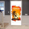 A.Monamour Türtapete Selbstklebend Türfolie Türposter 3D Aquarell Hawaii Tropischen Strand Sonnenuntergang Palme Silhouette Vinyl Folie Türdeko Tapete Wandbild Türaufkleber Türtattoo 83 x 204 cm