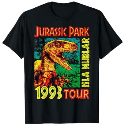 Jusrassic Park Isla Nublar 1993 Tour Poster Maglietta