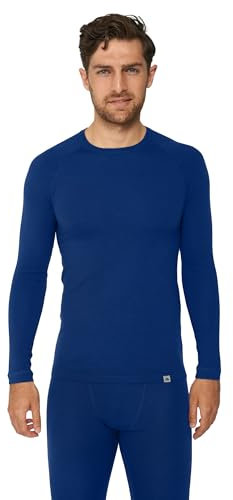 DANISH ENDURANCE Merino Langarm Shirt Herren, Thermounterwäsche Herren, Funktionsshirt, Marineblau, S
