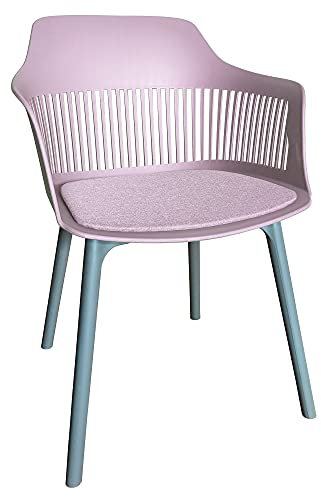 TRISENS moderner Gartenstuhl in eleganter Optik - Bequeme Esszimmerstühle Pflegeleichte Terrassenmöbel für den Außen- und Innenbereich, Farbe:Rosa, Menge:1 St.