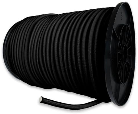 TECPLAST Sandow élastique Noir 100 mètres 9SW - Qualité PRO - Tendeur pour bâche de diamètre 9 mm