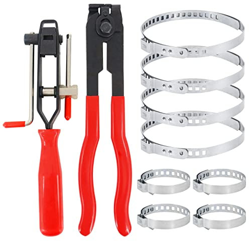 RealPlus CV Joint Boot Clamp Pliers, Car Banding Tools Kit Set Ear Boot Tie Pliers, Automotive Hose Axle Plier with 8pcs CV Boot Clamps