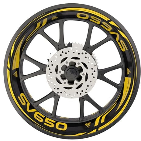 Aufkleber für Suzuki SV 650 Motorrad Felgen Premium Qualität (2 Räder) Dunkelgelb