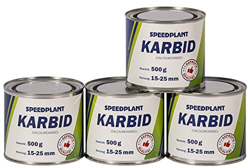SPEEDPLANT Karbid 2kg (4X 500g) - Carbid Kabit Kabitt karbitt Karbit Karbid Große Feste Steine Körnung 15-25mm - 4 Dosen