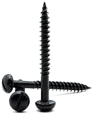 Hippo Hardware (4.8mm X 50mm) Black Japanned Slotted Round Dome Slot Head Passivated Wood Screws (Pack of 5) (No.10 X 2)