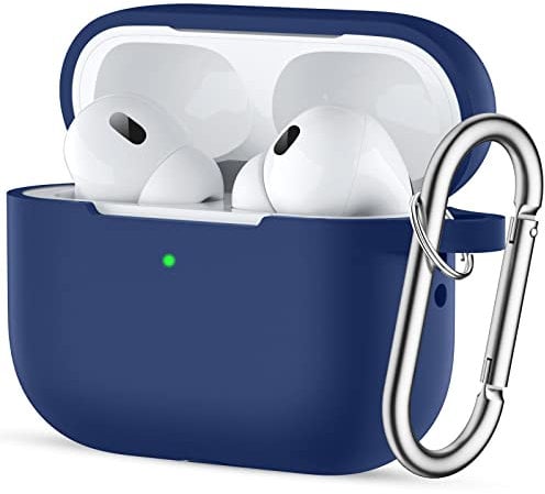 Easuny Funda para Airpods Pro 2/1 (2022/2019), Funda Silicona Protectora para Apple AirPods Pro 2/1 Case, Prueba de Golpes Funda Compatible con AirPods Pro 2.ª Generación, con Mosquetón - Azul