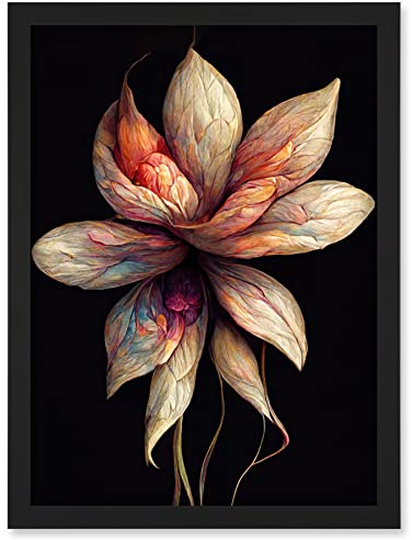 Doppelganger33 LTD Abstract Flower Display On Dark Background Artwork Framed Wall Art Print A4
