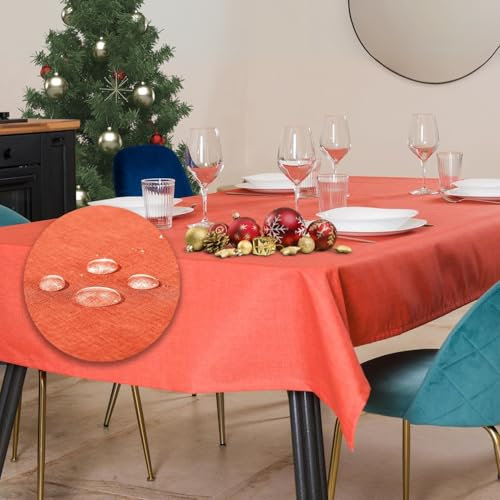 Flowen Nappe Rectangulaire Anti Tache Oranges 140x180 Protection de Table Polyester d'Intérieur et d'Extérieur Fabriqué en Italie