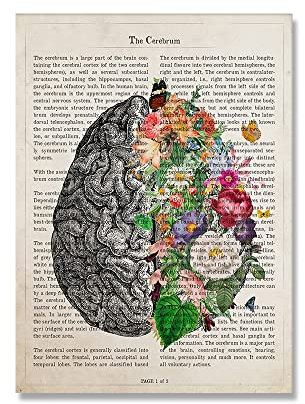 Gehirn-Kunst-Blumen-Anatomie-Druck, Psychologie, Neurologe, Arzt, Geschenke, medizinisches Poster, Wandkunst, Leinwand, Gemälde, Klinik, Heimdekoration ( Color : Picture 1 , Size : 30x40cm No Frame )