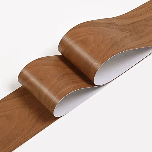 VisitRyl Tapetenbordüre selbstklebend Vinyl Sockelleiste Dekorative Bordüre Selbstklebende Home Bordüre Küche Tapetenbordüre selbstklebend für Badezimmer Wohnzimmer Gelbes Teakholz 8cm x 500cm