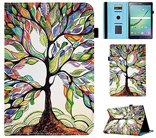 Vaitasy Funda para Samsung Galaxy Tab S2 9.7 Pulgadas 2015 (SM-T810/ SM-T815), Soporte Múltiple Ángulo Carcasa con Portalápiz Cover para Galaxy Tab S2 9.7 - Árbol de Color