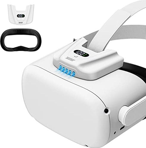NVNV VR Fan for Oculus Quest 2 - Anti-fogging Air Circulation Cooler Fan with Facial Interface, Sweat-Proof Face Cover, Suitable for Fitness, Workout & Intense VR Games, White