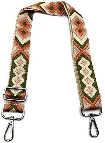 Sangle Réglables de Sac à Main Rose-Marron-Vert, Bandouliere pour Sac à Main Rechange Colorée avec Mousqueton Argent 3.8cm Remplacement Femme Bretelles Larges Accessoire pour Filles Sac DIY, 1