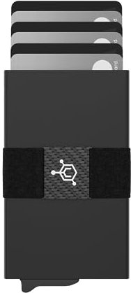 CODE 118 Brieftasche – Premium automatische Smart Wallet, RFID-Blockierung, 6061-T6 Aluminium in Luftfahrtqualität, echte 3K-Kohlefaser, leicht zugänglicher Auslösemechanismus, Tiefschwarz,
