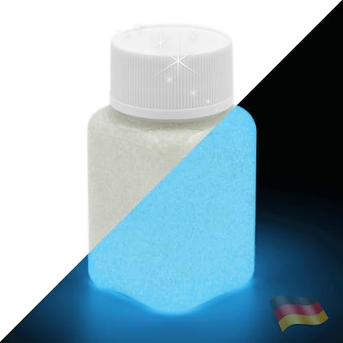 LUMENTICS Premium Glitzer-Leuchtfarbe - 100 g - Natur- Blau - Leuchtet im Dunkeln - glitzert am Tag - nachleuchtend - phosphoreszierend - Made in Germany