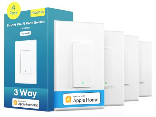 Meross - Interruptor inteligente de 3 vías para interruptor de luz inteligente compatible con Apple HomeKit, Siri, Alexa, Google Assistant y SmartThings, interruptor de luz WiFi de 2.4 Ghz requiere