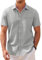 COOFANDY Shirts for Men Short Sleeved Shirt Summer Casual Shirt Dress Button Down Shirts Oxford Regular Fit Light Grey M