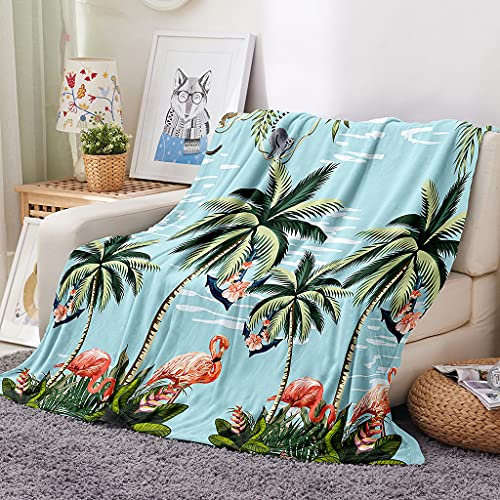 EHOMERY Kuscheldecke Queen Personalisierte Decke New York Kuscheldecke Umzug Decken Flamingo Karikatur Frühlingsdecke Dekorative Weiche Kuscheldecken Blau 150x100cm
