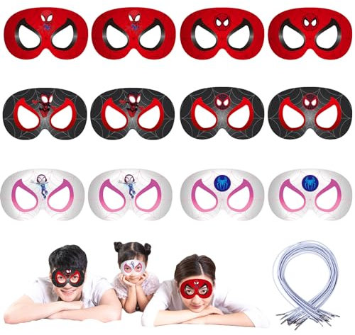 Kinder Party Masken, 12PCS Hero Cosplay Party Masken Cartoon Maske Spider Maske für Kinder Rollenspiele Erwachsene Maskerade Kindergeburtstag Partygeschenke