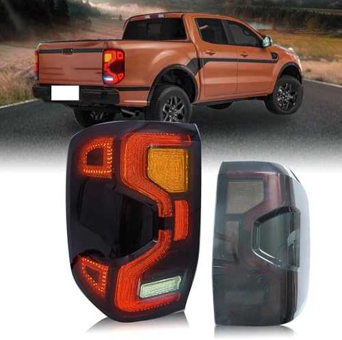 ALLDDSEA Rücklicht Rückleuchten für Ford Ranger 2023 XL XLS XLT, Auto Rücklicht Montage Bremslicht mit Blinker Links Rechts Ersatzteile Modifikationsstil 2 Stück,red