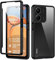 TVVTPU Coque pour Xiaomi Redmi 13C/Poco C65, Antichoc Housse avec Protection écran, 360 Degrés Protégé Complet Double Face Transparent Bumper Robuste Portable Intégrale Case - Noir