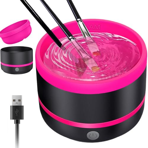 Nettoyant Pour Pinceaux De Maquillage électrique Nettoyeur De Pinceaux Maquillage Automatique Machine Nettoyage Amovible Type C Nettoyant Pour Rose rouge