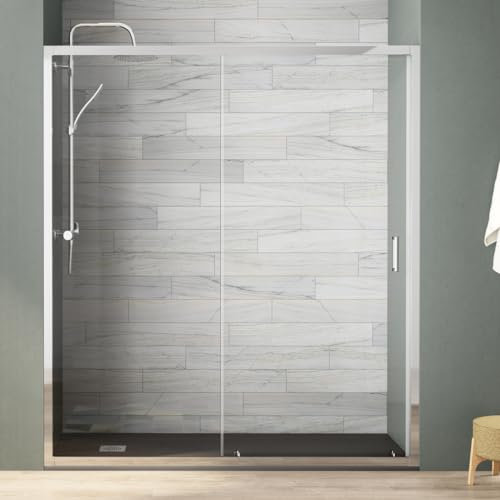 Mampara de Ducha Frontal Corredera 1 Puerta 1 Fijo | Vidrio Templado 5mm Antical Altura 190cm Transparente | Perfil Cromo Brillo 130cm (Adaptable 128-132cm)