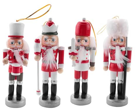 Dariokki 4 Teile/Satz 13Cm Nussknacker Puppe Soldat Puppe Familie Weihnachten H?Ngende Dekoration f¨¹r Weihnachten Geschenk B¨¹Ro