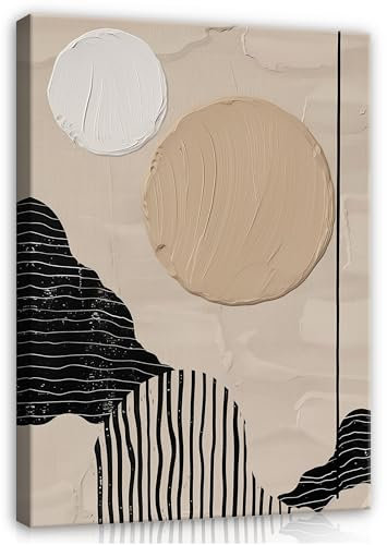 WallArena - Leinwand Bilder Abstrakt Mond 80x120 cm Leinwandbilder - Bild auf leinwand - Wandbild XXL groß Wandbilder für Wohnzimmer Schlafzimmer Wohnzimmerbilder Modern kunstdruck - Geometrisch Boho