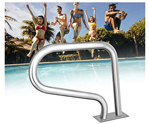 Fodalob Main Courante pour piscines, rampes d'accès, spas, Parcs Aquatiques, Barre d'appui en Acier Inoxydable 304 pour Piscine, rampe d'escalier de Piscine avec Toile de Protection - 76 x 55 cm