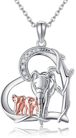 JERWLI Elefant Halskette S925 Sterling Silber Family Elefant Mom Halsketten Schmuck für Frauen Neue Mutter Geschenke