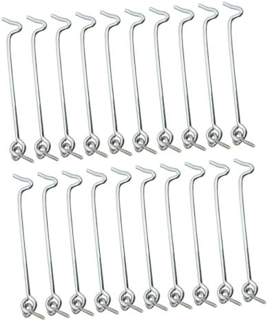 OSALADI 20sets Ganci Acciaio Carbonio Con Occhiello Per Serratura Porta Scorrevole Facile Installazione e Sicurezza Per Finestre e Porte Con Viti Incluse