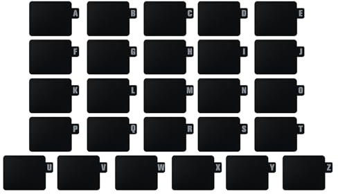 Arbeitsbürodekor Für Frauen Datei Splitter Album mit Alphabet Etiketten Lagerung Regal Aufzeichnungen Album Datei Karteikarte Unter Bürostuhlmatte Für Teppich (Black, 12.8X17.2CM)